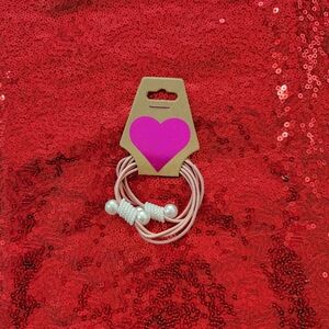 Pink Faux Pearl Hair Ties